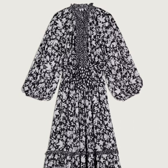 ba&sh Fanny Long Black + White Dress - Picture 1 of 5